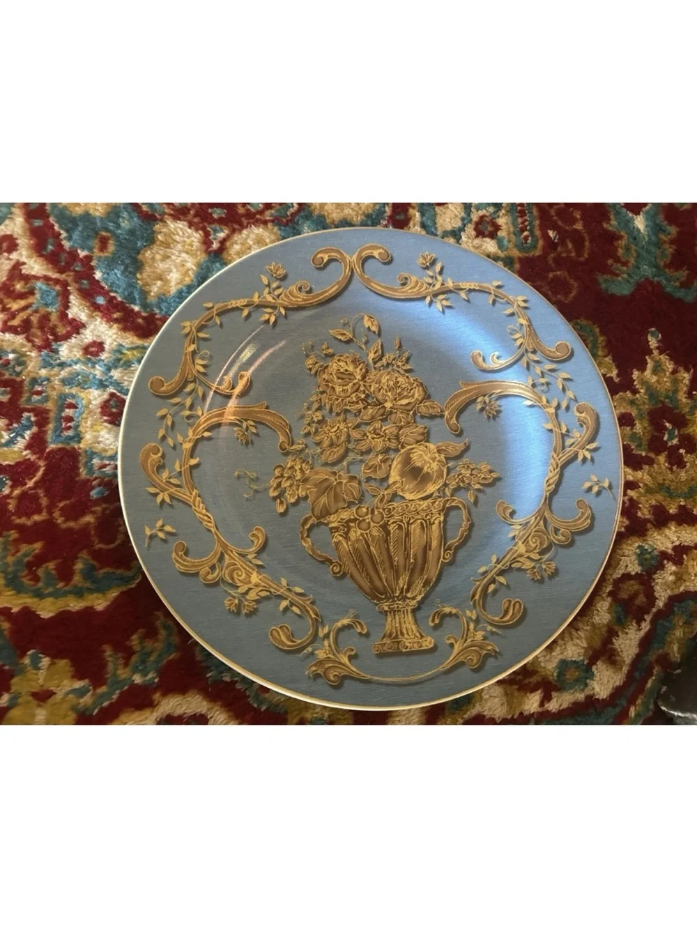 4 American Atelier At Home Blue Jardiniere  Dessert Plates 5240 In Box